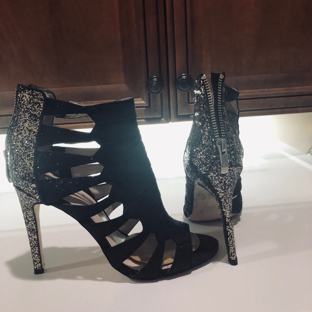 Vince Camuto Black and Gold Booties Heels